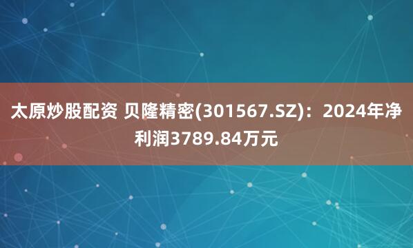 太原炒股配資 貝隆精密(301567.SZ)：2024年凈利潤3789.84萬元