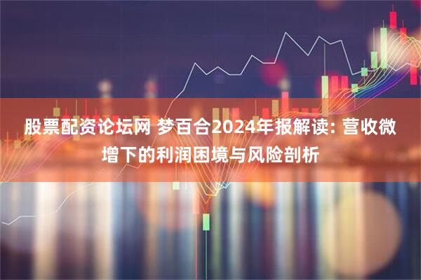 股票配資論壇網 夢百合2024年報解讀: 營收微增下的利潤困境與風險剖析